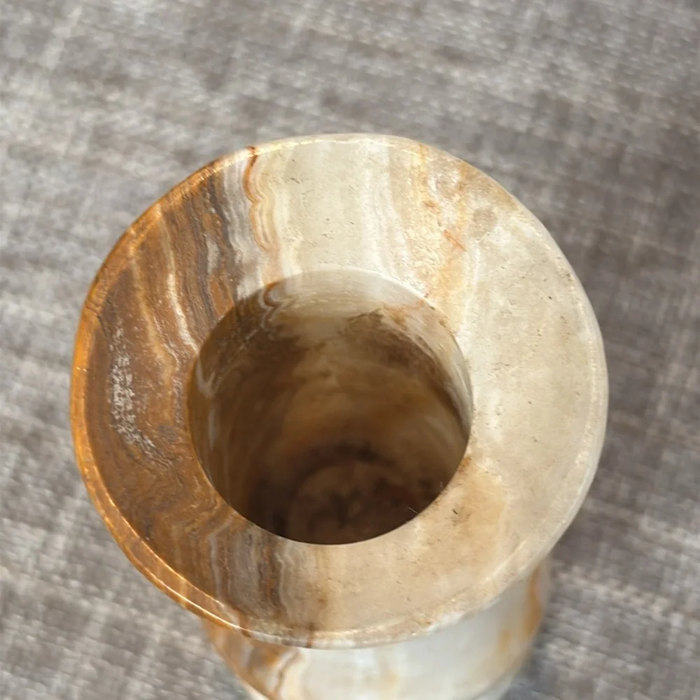 Vintage Onyx Alabaster Marble Carved Vase 8